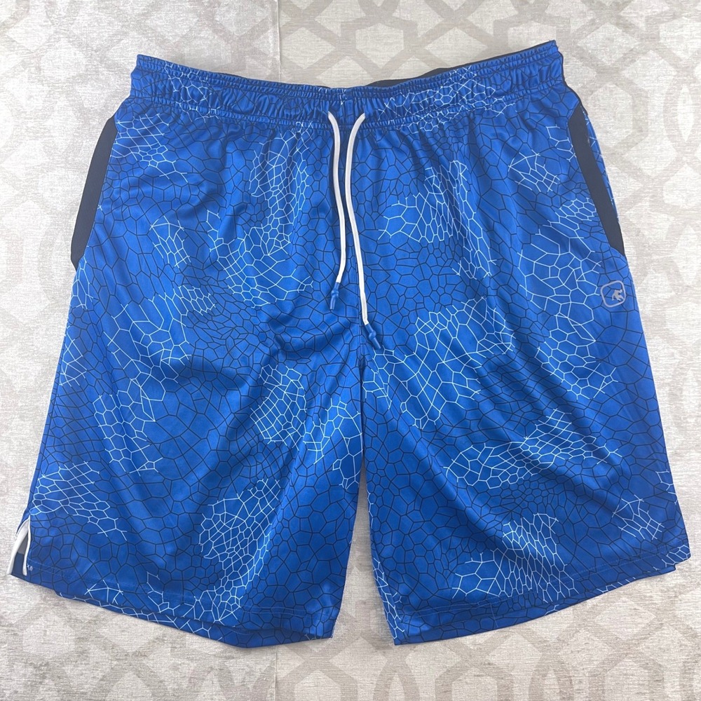 Vintage AND1 Men Blue Geometric Pattern Athletic‎ Shorts XL Y2K Basketball Gym